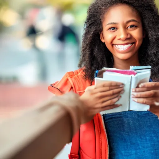 Prompt: high quality picture of a university freshman student smiling at the camera for a photo book