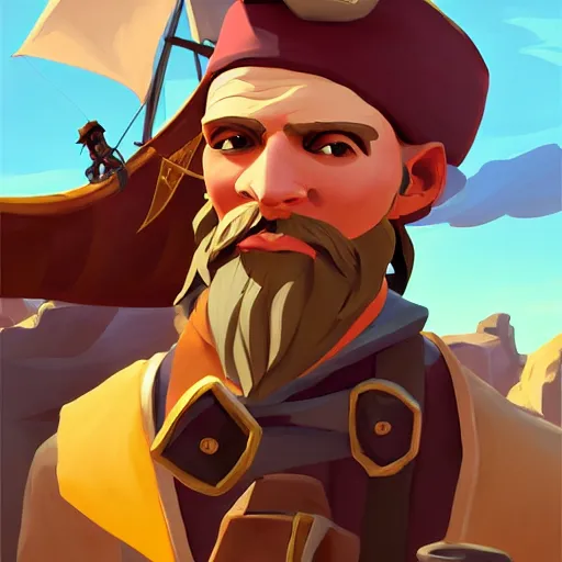 Image similar to painting jack the pirate on sea of thieves game avatar hero smooth face median photoshop filter cutout vector behance hd by jesper ejsing, by rhads, makoto shinkai and lois van baarle, ilya kuvshinov, rossdraws, illustration, art by ilya kuvshinov and gustav klimt