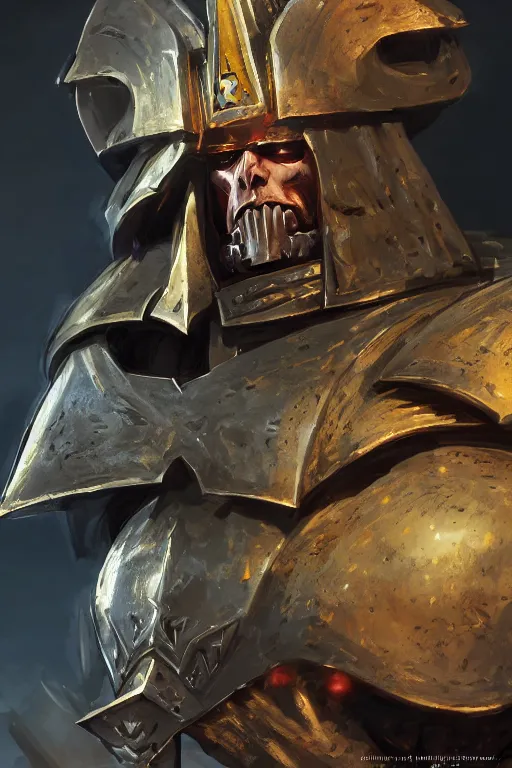 Image similar to armor portrait heros warhammer 4 0 k horus heresy fanart - the primarchs emperor by johannes helgeson animated with vfx concept artist & illustrator global illumination ray tracing hdr fanart arstation zbrush central hardmesh 8 k octane renderer comics stylized