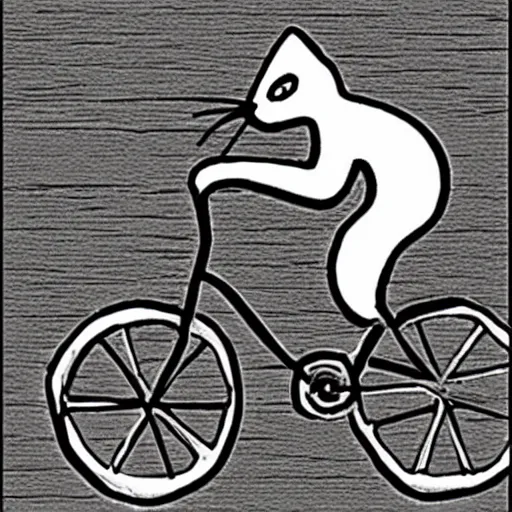 Prompt: cats riding bicycles, black and white, cartoon style, highly detailed, grainy