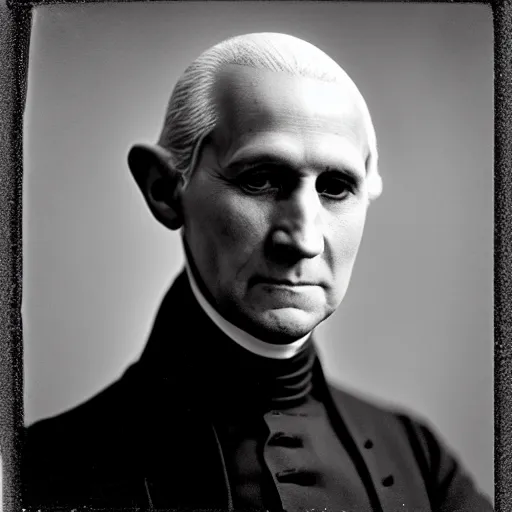 Prompt: photo of bald George Washington by Diane Arbus, 2022, black and white, high contrast, Rolleiflex, 55mm f/4 lens