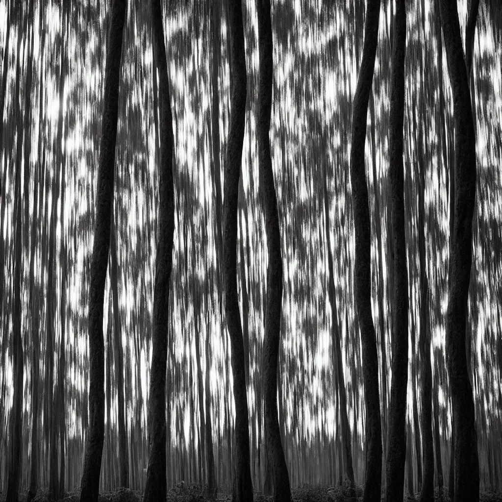 Image similar to long exposure photograph of eucalyptus trees, strong wind, back light, dslr, photographed by trent parke