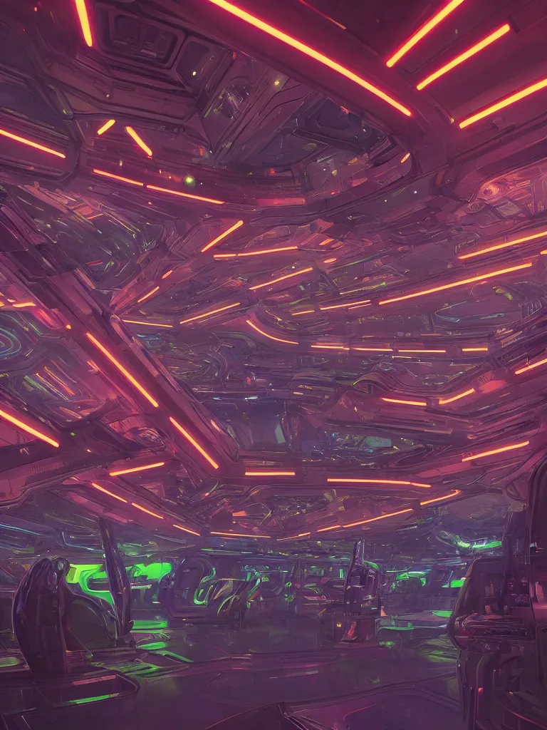 Image similar to futuristic interior of a busy spaceport on an alien world, neon lighting and spotlights, intricate artwork by moebius. trending on artstation, very coherent symmetrical artwork. cinematic, hyper realism, high detail, octanerender