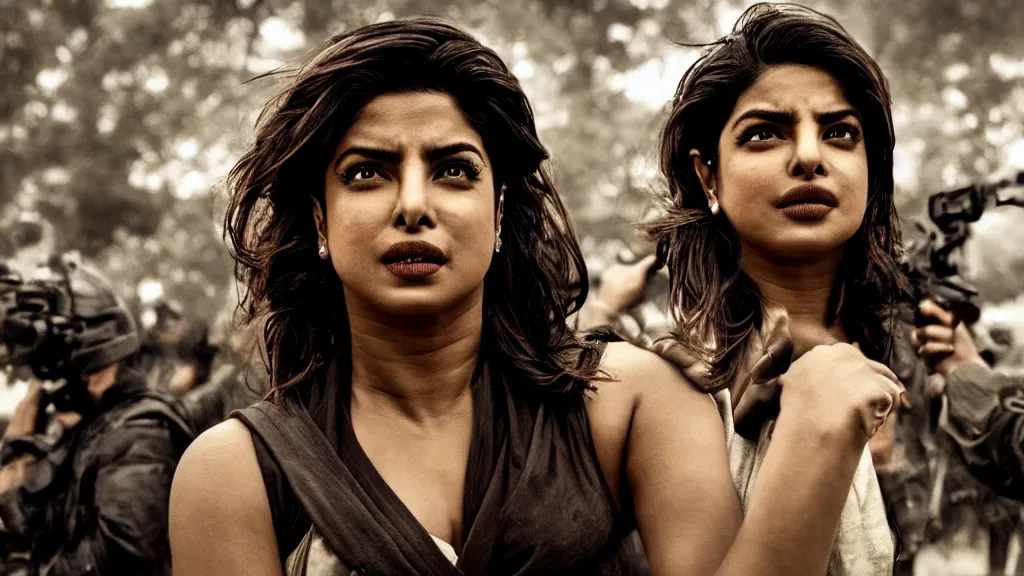 Prompt: A badass photo of priyanka chopra starring Films about the American National Revolution, hyper detailed, 50mm, award winning photography, perfect faces.