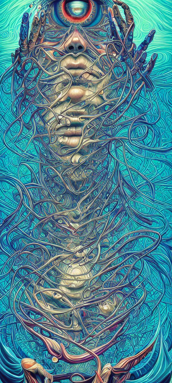 Image similar to android jones alex grey mark cooper, artgerm artstation award winning photorealistic detailed hypervivid intense fantasy concept art, hypervivid intense mcbess, the sea by dan mumford