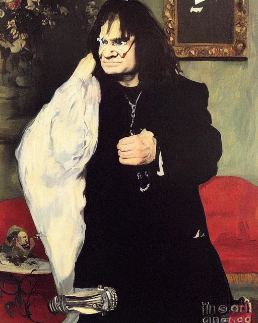 Image similar to ozzy osbourne portrait painted by edouard manet