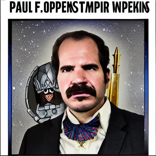 Image similar to Paul f. Tompkins as the Warhammer 40k emperor of mankind