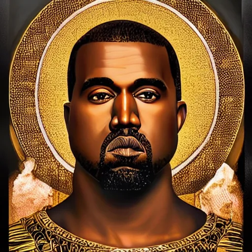 Image similar to kanye west as jesus, Cinematic, Portrait, Ultra-HD, Beautiful Lighting, insanely detailed and intricate, hypermaximalist, elegant, ornate, hyper realistic, super detailed