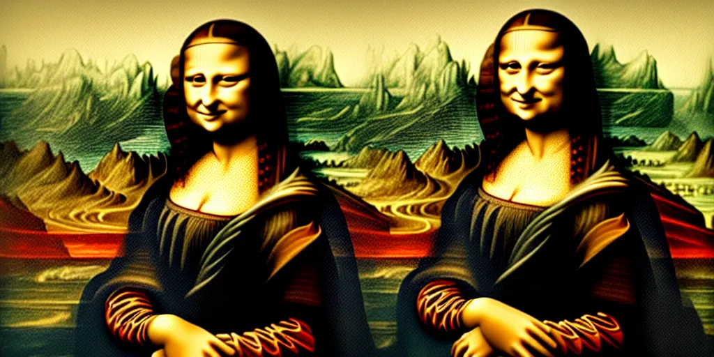 Prompt: a painting of the Mona Lisa standing in front of the castle of marburg in the style of Leonardo Davinci, sharp, 8k-resolution, highly-detailed, award-winning, baroque,matte painting, concept art, hdri, 4k