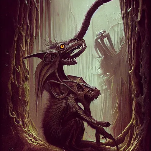 Prompt: a beautiful scary picture of an aye - aye but greg rutkowski, beeple, giger and jeffrey smith