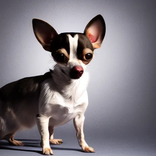 Prompt: chihuahua wearing doctor's attire, studio lighting