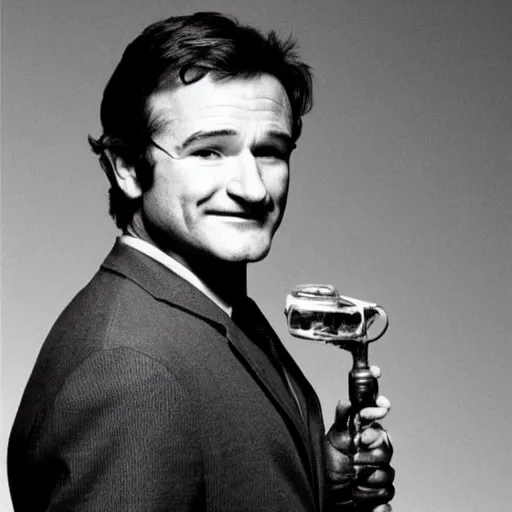 Image similar to young Robin Williams playing a young Walter White