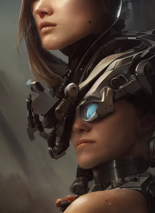 Prompt: A portrait of a female cyborg by Greg Rutkowski, Sung Choi, Mitchell Mohrhauser, Maciej Kuciara, Johnson Ting, Maxim Verehin, Peter Konig, final fantasy, 8k photorealistic, cinematic lighting, HD, high details, dramatic, atmospheric , trending on artstation