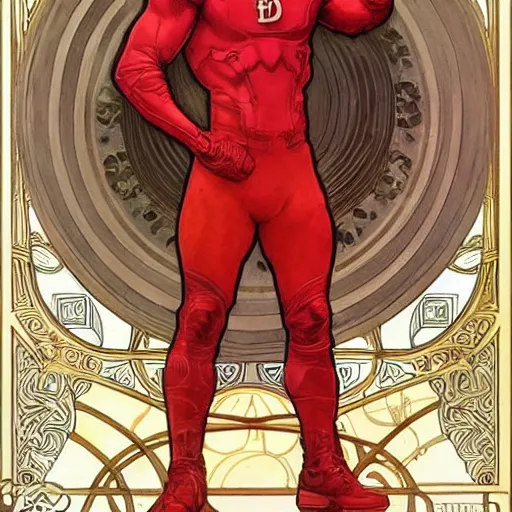 Prompt: daredevil costume designs, intricate, elegant, highly detailed, digital painting, smooth, sharp focus, illustration, art by alphonse mucha