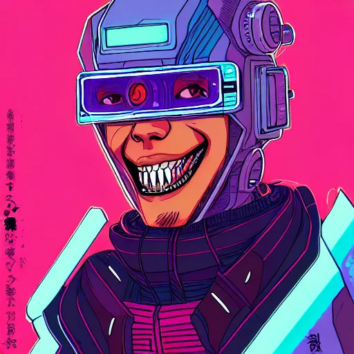 Image similar to portrait painting of cyberpunk chuu kpop cheerful smiling mercenary, sharp focus, award - winning, trending on artstation, masterpiece, highly detailed, intricate. art by josan gonzales and moebius and deathburger