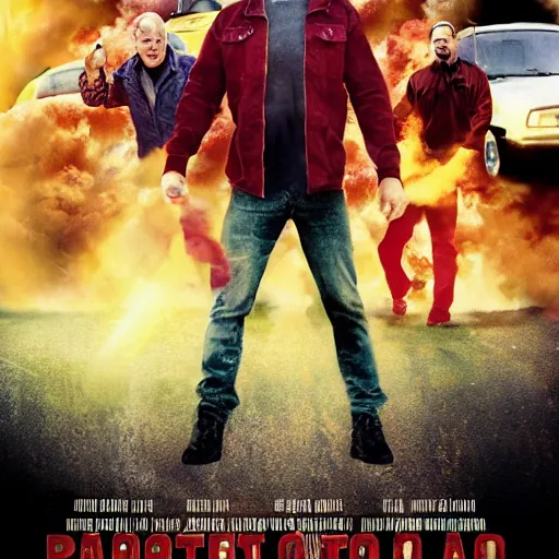 Image similar to potato salad action movie poster, explosions in background