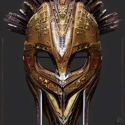 Image similar to african tribal mask in wakandan style cyberpunk, ultra realistic, concept art, intricate details, eerie, horror, highly detailed, photorealistic, octane render, 8 k, unreal engine. art by artgerm and greg rutkowski and alphonse mucha