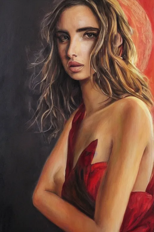 Image similar to ana de armas, greek goddess painting