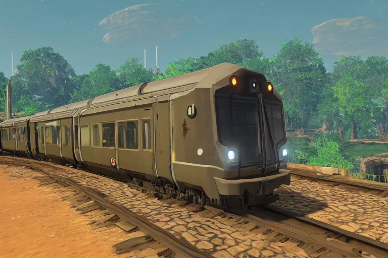 Image similar to dc wmata metro 5 0 0 series train in botw, breath of the wild screenshot