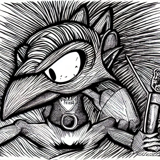 Image similar to low angle shot of Sonic the Hedghehog, ink drawing by Robert Crumb, intricate, elegant, highly detailed, centered, digital painting, artstation, concept art, smooth