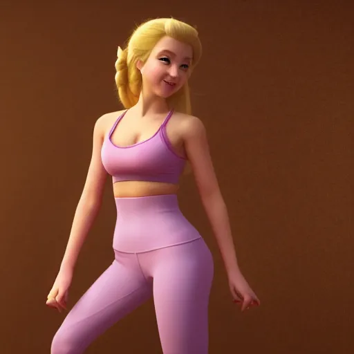 live action princess peach in tight sports bra and