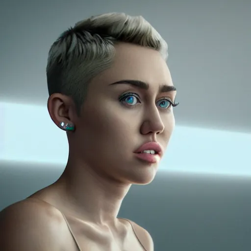 Image similar to hyperrealistic dslr film still of miley cyrus in interstellar stunning 8 k octane comprehensive 3 d render, inspired by istvan sandorfi & greg rutkowski & unreal engine, perfect symmetry, dim volumetric cinematic lighting, extremely hyper - detailed, extremely lifelike attributes & lifelike texture, intricate, masterpiece, artstation, stunning