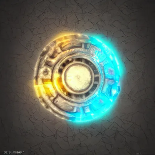 Image similar to a stylised old ice blue colorful metal key, key is on the center of image, rpg game inventory item, rim light, outer glow, on the white background, vray, stylised textures, trending on artstation