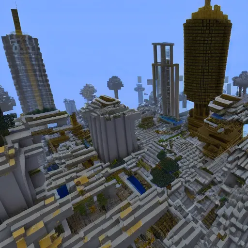 Image similar to futuristic city in Minecraft