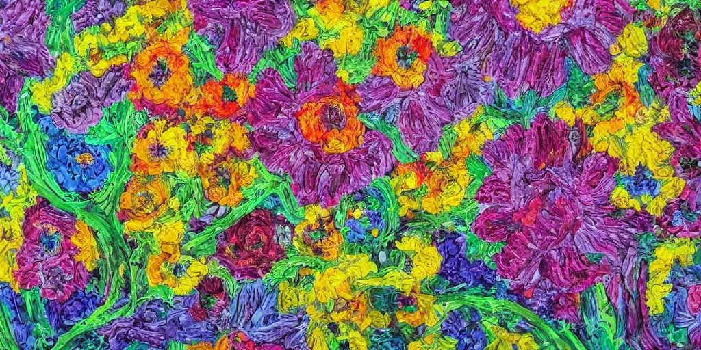 Image similar to flowers landscape, by jenny brozek and adrien cantone, intricate, sharp focus, detailed, lively colors