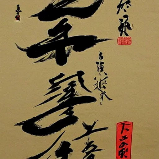 Prompt: the word dragon written in a japanese calligraphy scroll,