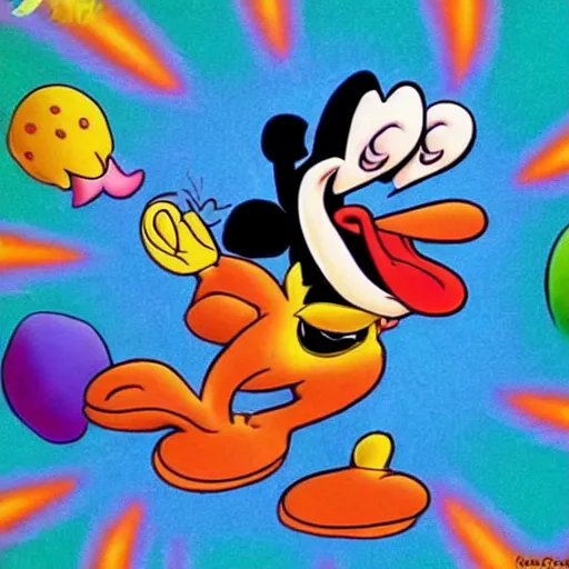 Prompt: goofy having a psychedelic dmt mushroom lsd trip