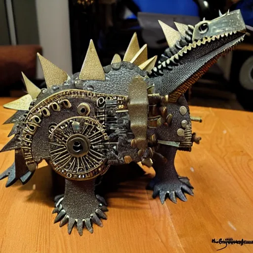 Prompt: steampunk stegosaurus