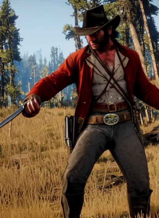 Image similar to film still of wolverine in red dead redemption 2 ( 2 0 1 8 video game )