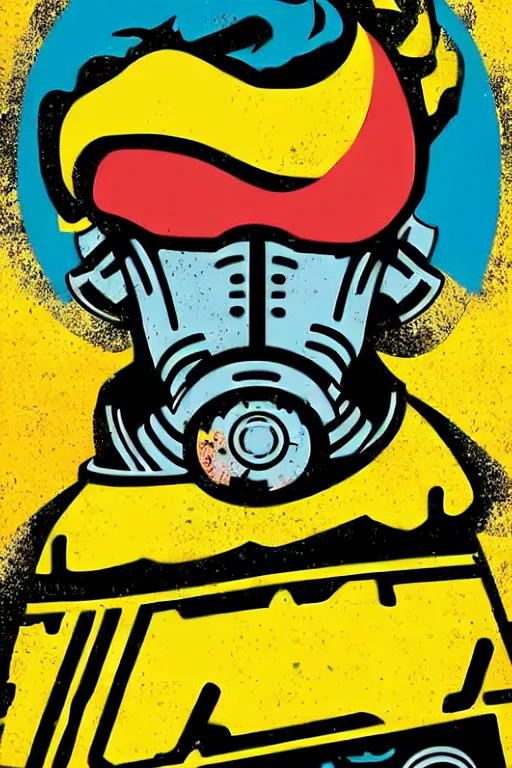 Image similar to fallout 7 6 retro futurist illustration art by butcher billy, sticker, colorful, illustration, highly detailed, simple, smooth and clean vector curves, no jagged lines, vector art, smooth andy warhol style