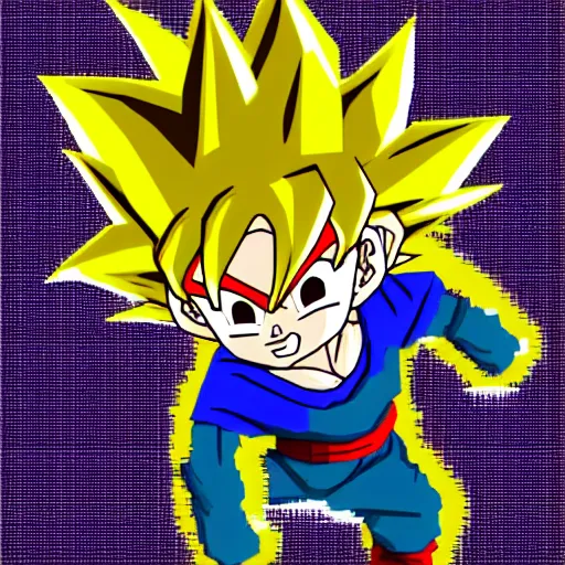 Image similar to goku dancing on ice skate in pixel art, 4 k