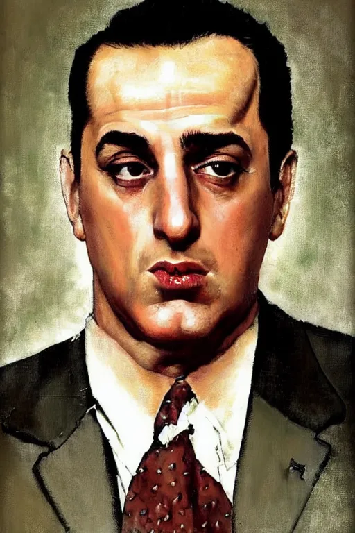 Image similar to paulie gaultieri from the sopranos painted by norman rockwell