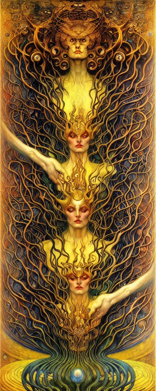 Image similar to Divine Chaos Engine by Karol Bak, Jean Delville, William Blake, Gustav Klimt, and Vincent Van Gogh, symbolist, visionary