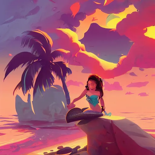 Image similar to painting mermaid treasure on sea of thieves game avatar hero smooth face median photoshop filter cutout vector, behance hd by jesper ejsing, by rhads, makoto shinkai and lois van baarle, ilya kuvshinov, rossdraws global illumination