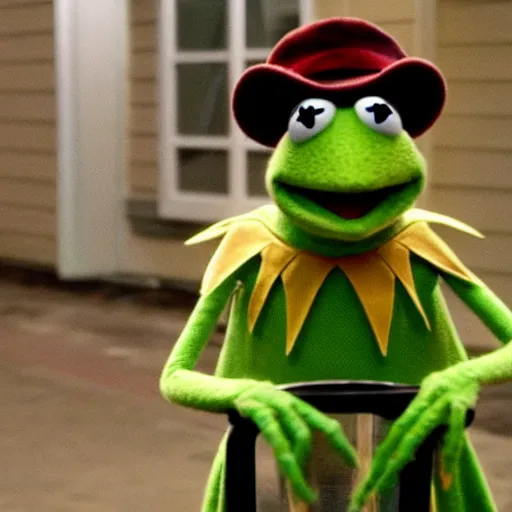 Image similar to Kermit the frog, from Netlfix show Stranger Things.