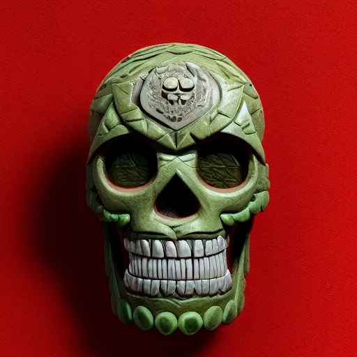 Image similar to a tiki skull head made of monster clay, photography, amazing sculpt, featured on behance, trending on artstation, 4k, hyperrealistic