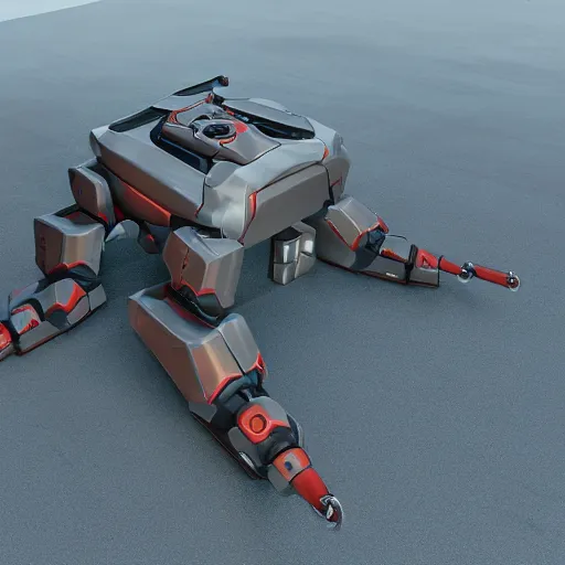 Image similar to hard surface, robotic platform, based on realistic low poly convex shape, 6 claws, symmetric, unreal engine