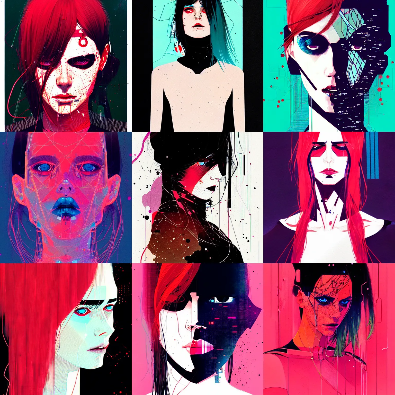 Image similar to portrait of woman, cyberpunk, sad, by conrad roset