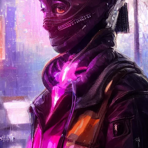 Image similar to skill magic deepdream guardian girl with short black hair cyberpunk futuristic, reflective puffer jacket, black leggings from the back radiating a glowing colorful aura by ismail inceoglu dragan bibin hans thoma, perfect face, fine details, realistic shaded, fine - face, pretty face