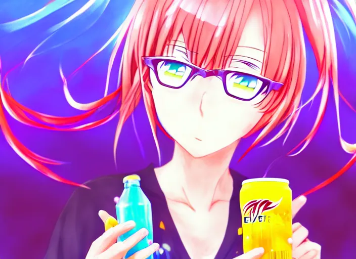 anime girl vector shaking a drink