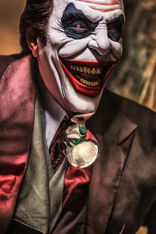 Image similar to silvio santos as the joker, 8 k, hdr, great light, gustave courbet, annie leibowitz