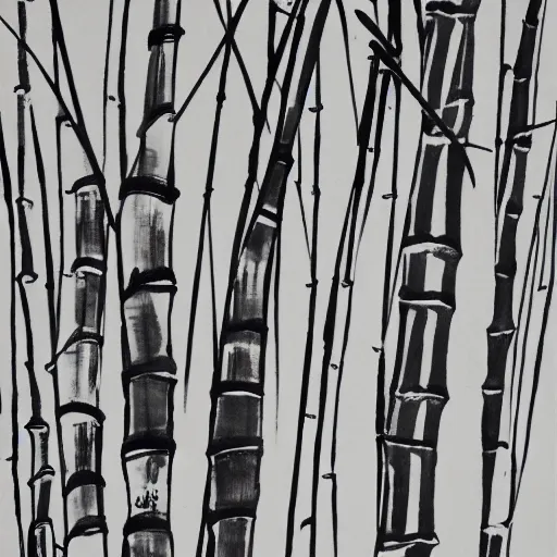 Prompt: bamboo, chinese ink painting, monochrome,