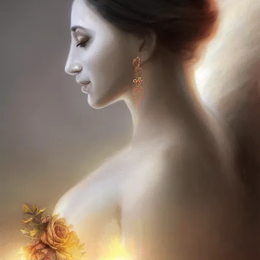 Prompt: portrait of a srilankan woman, white horse, roses, dreamy, fantasy, pain, intricate, elegant, highly detailed, digital painting, artstation, concept art, matte, sharp focus, illustration, octane render, unreal engine, art by aenaluck and roberto ferri and greg rutkowski, epic fantasy, digital painting