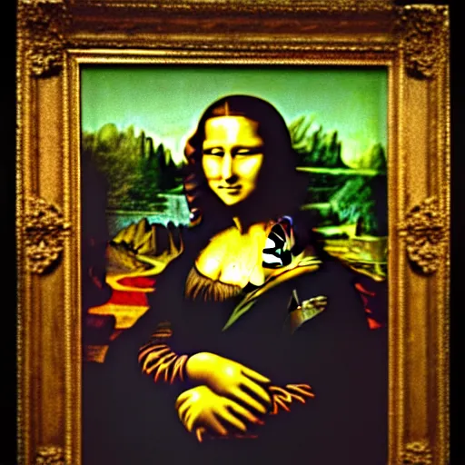 Image similar to mona lisa shot on an 8mm lens