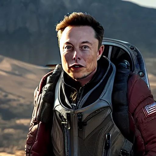 Image similar to movie still of elon musk in apex legends,