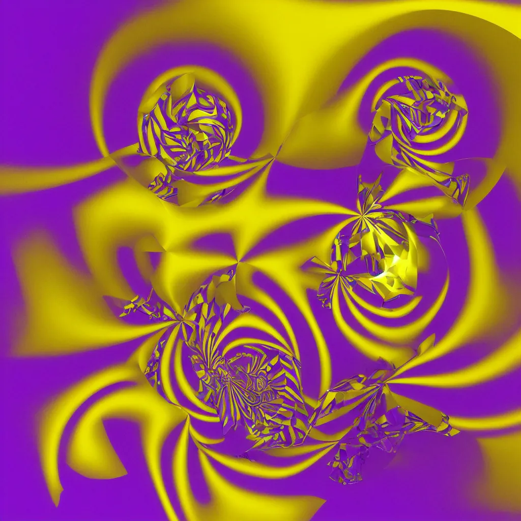 Prompt: 3 d render of yellow purple optical illusion apotheosis by victor vasarely, benoit b. mandelbrot, op art, illusion, 3 d, symbolic, hyperdetailed, translucent